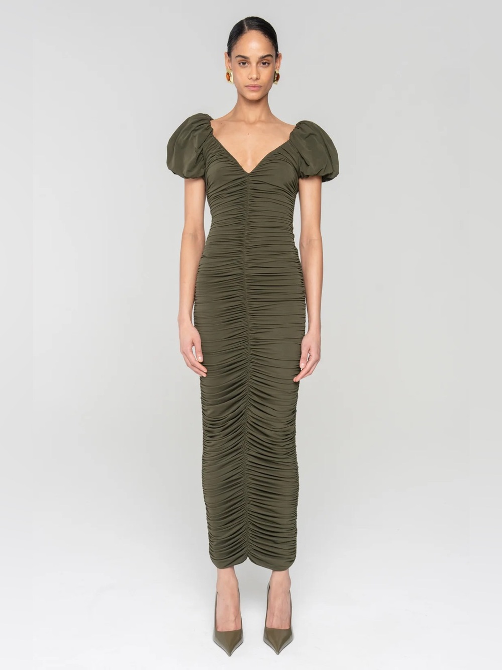 Ronny Kobo Lupine Dress Green Midi